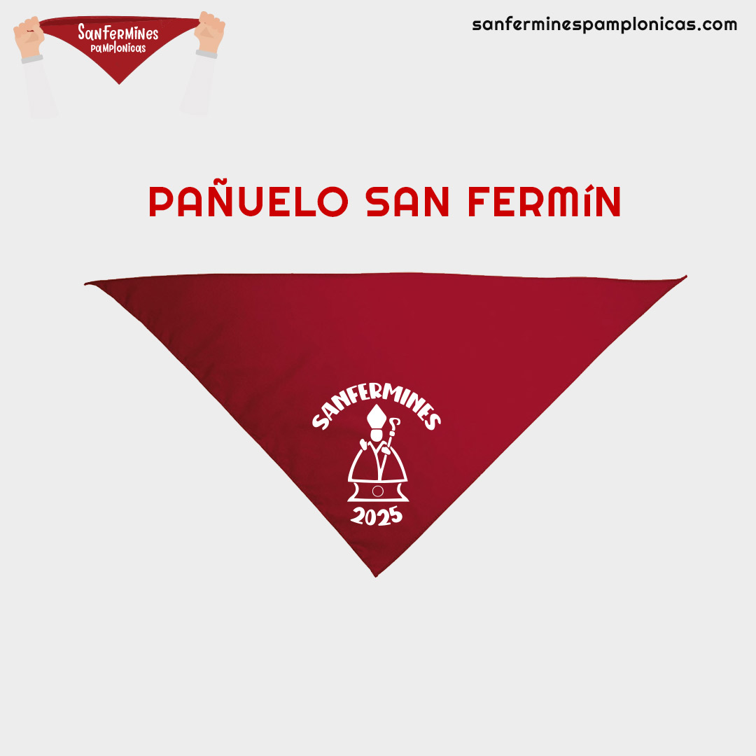 Pañuelo rojo San Fermín 2025 diseño estampado triangular Pamplona